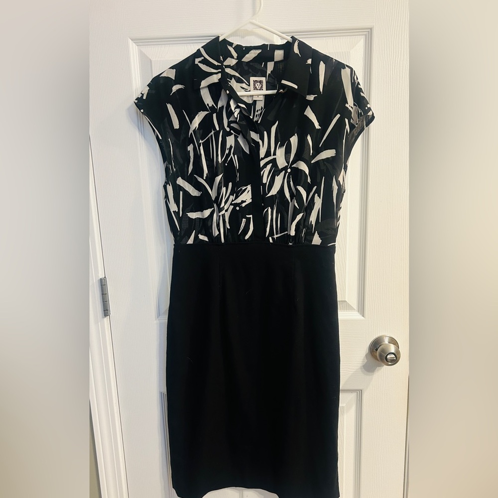 Anne Klein Black and White Midi Dress